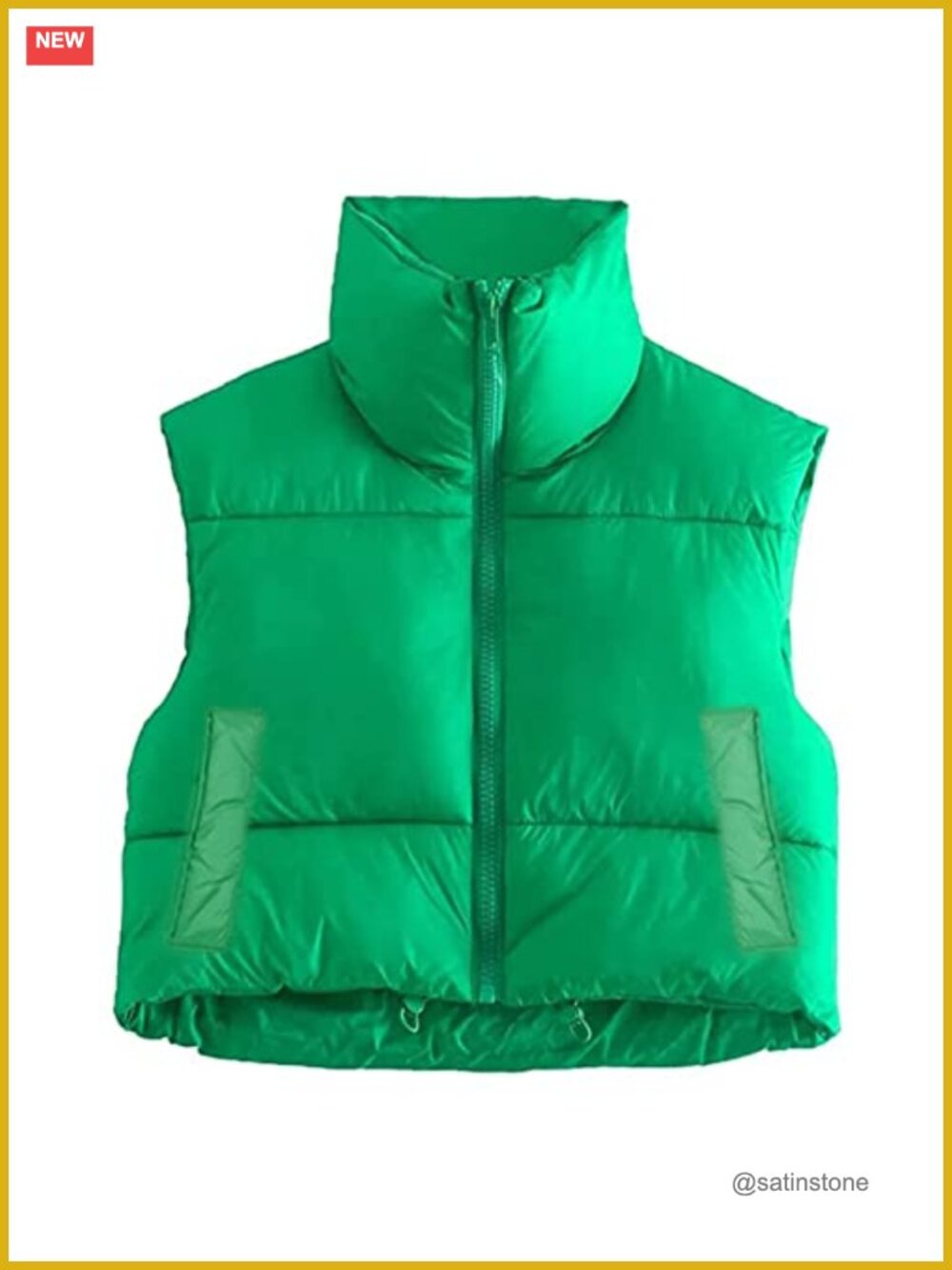 Women's Cropped Puffer Vest Sleeveless Zip Up Warm Gilet